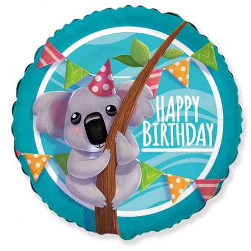 Hēlija balons ar koalu un uzrakstu "Happy Birthday"