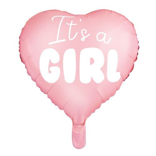 Rozā hēlija sirds "It's a Girl"
