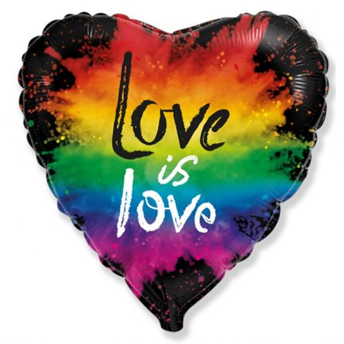 Sirds formas hēlija balons ar uzrakstu "Love is love"