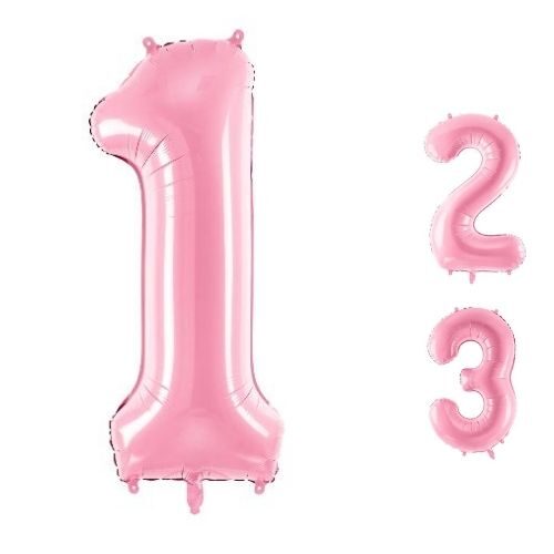 Gaiši rozā follija ciparu baloni ar hēliju, 86cm
